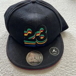 NWT Nike Cap Air Jordan Men’s Black featuring No. 23 in 3D Rainbow